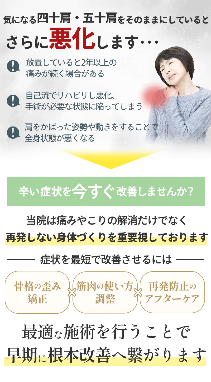 四十肩・五十肩をそのままにしていると・・・